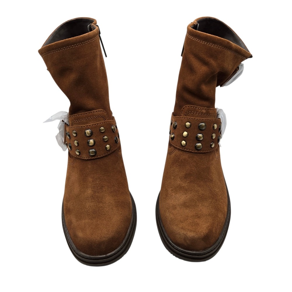 Naturalizer Womens Optimus Moto Boot Dark Chestnut Brown Stud Suede 11 M - Picture 10 of 12